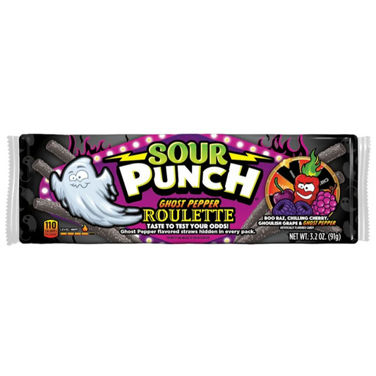 US - Halloween - Sour Punch Ghost Pepper Roulette Straws Tray - 91g