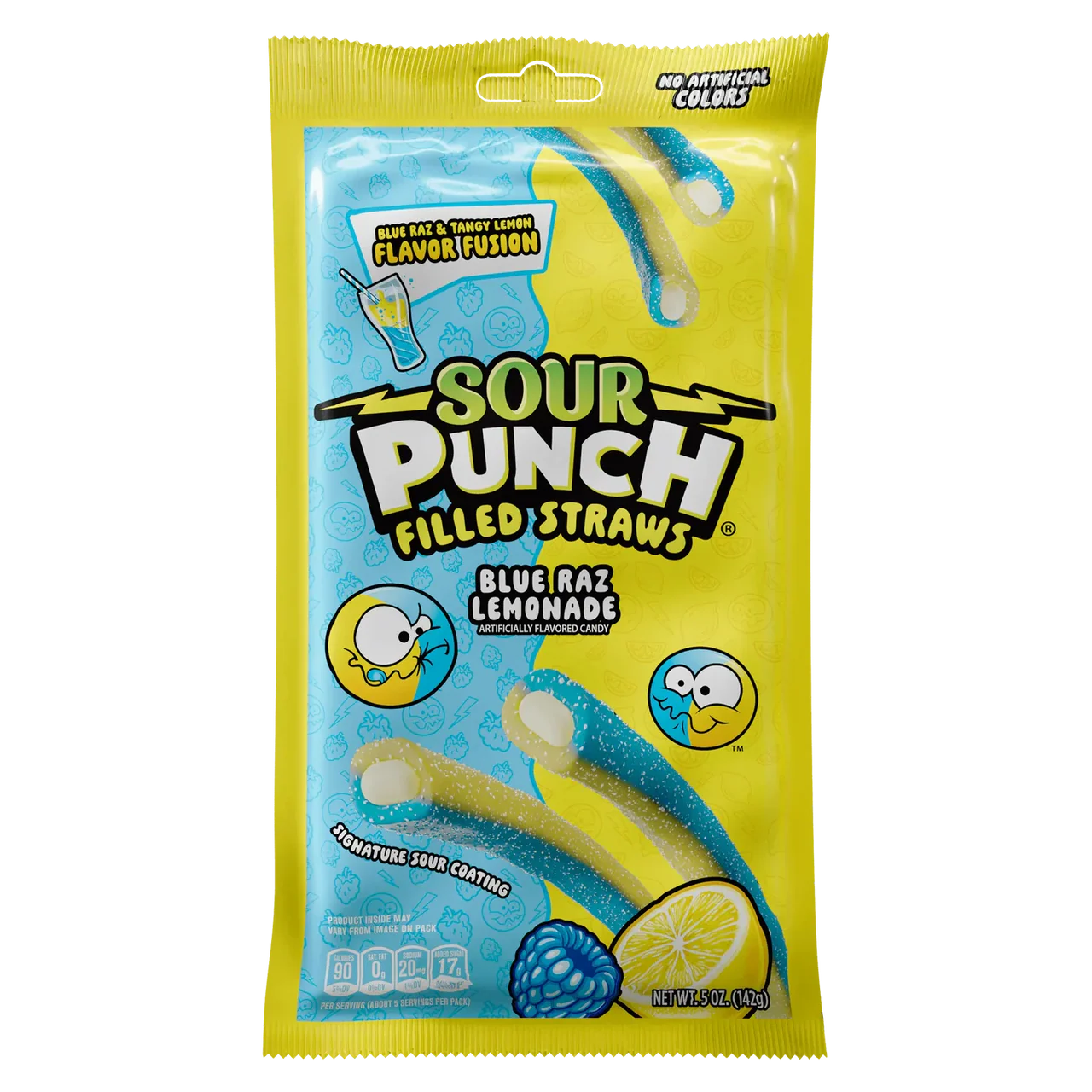 Sour Punch Filled Straws Blue Raz Lemonade Peg Bag 142g