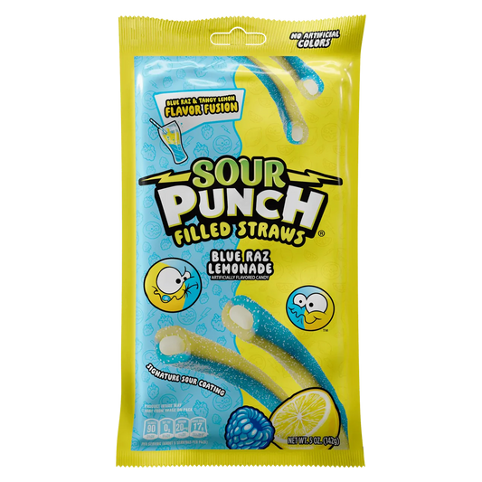 Sour Punch Filled Straws Blue Raz Lemonade Peg Bag 142g