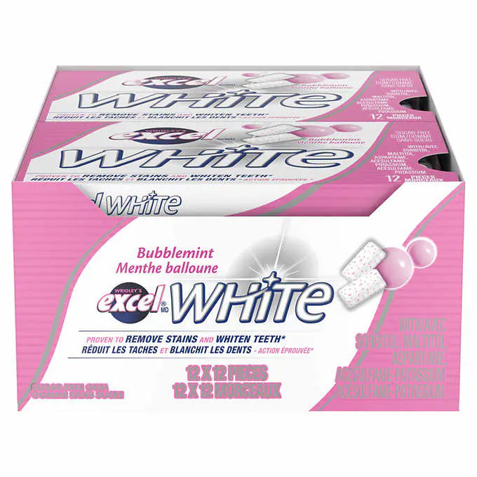 Wrigley's Excel White Bubblemint Gum - 12ct