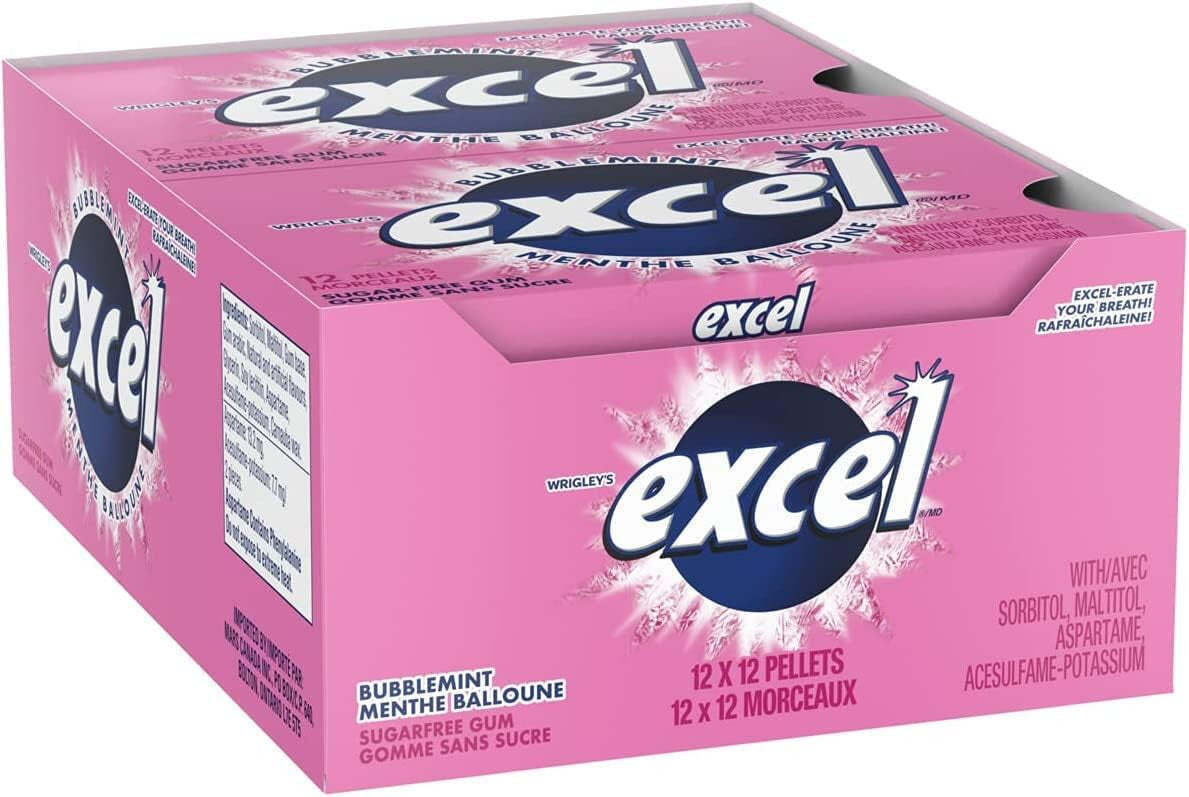 Wrigley's Excel Bubblemint Gum - 12ct