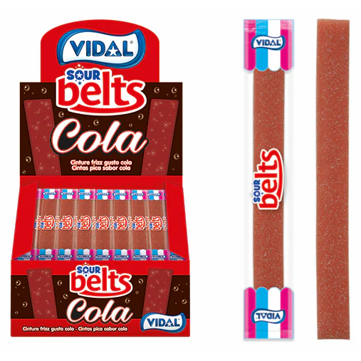 SPAIN - Bulk - Vidal Sour Wrapped Cola Belts (150 pieces)