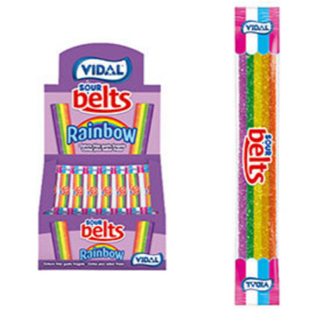 SPAIN - Bulk - Vidal Sour Wrapped Rainbow Belts (150 pieces)