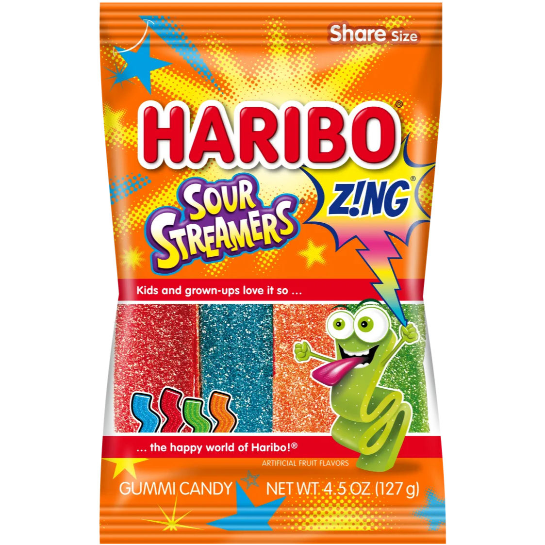 Haribo Zing Sour Streamers Peg Bag 127g