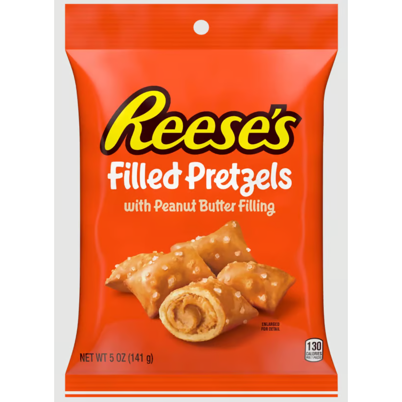 US - Pretzels - Reese's- Filled Pretzels With Peanut Butter Filling Peg Bag 141g
